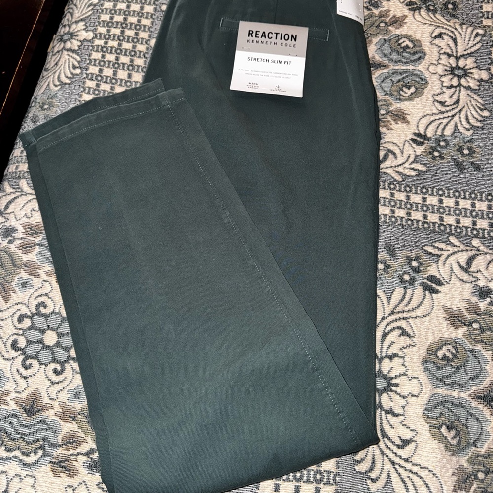 Kenneth Cole Reaction Dark Green Cotton Pants